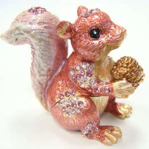  Cute and Adorable Pink Squirrel Crystals Trinket Box 