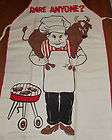 Vintage 1950s Full Apron BBQ Chef Cartoon Print Novelt