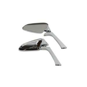  Motorcycle Tear Drop Deco Mirror Set Chrome with Billet 