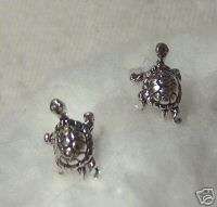 Sterling Silver Box Turtle Tortoise Studs Earrings  
