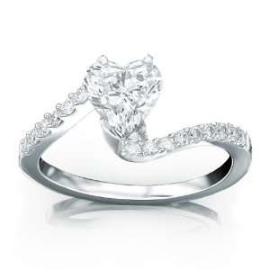 Pave And Bezel Set Diamond Engagement Ring In 14k W Gold with a 1.02 