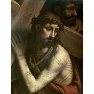  Christ Bearing His Cross by Bernardino Luini. Size 12.25 X 