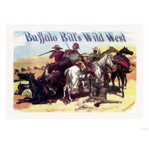 Buffalo Bill Besieged Cowboys Giclee Poster Print, 24x18