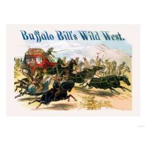 Buffalo Bill Attack on Stagecoach Giclee Poster Print, 18x24  
