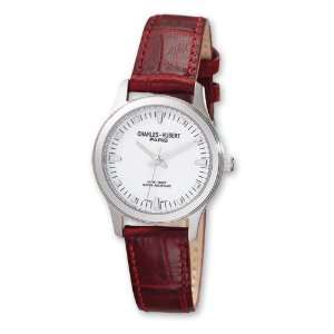  Ladies Charles Hubert Brown Leather Band White Dial Watch 