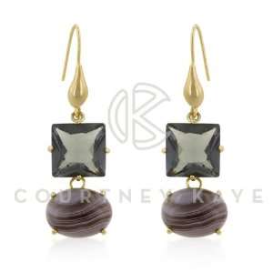  Courtney Kaye 14k Gold Black Dangle Earrings Jewelry