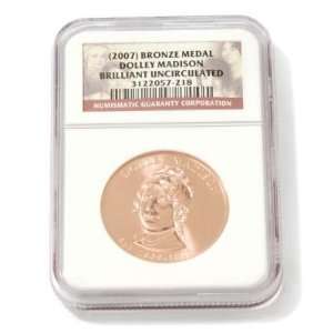 2007 Dolley Madison (First Spouse) Bronze Coin BU  Sports 