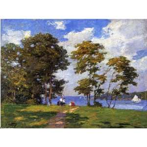   Edward Henry Potthast   24 x 18 inches   Landscape by the Shore (aka