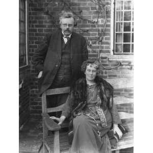  British Author G. K. Chesterton and His Wife Outdoors, in 