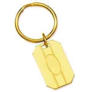    Gold Plated Engraveable Oval Center Key Ring Kelly Waters Jewelry
