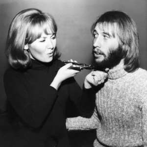 Lulu Giving Husband Maurice Gibb of the Bee Gees a Shave Photographic 