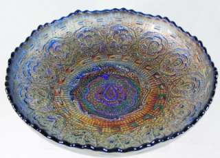 Vtg Fenton Carnival Glass PERSIAN MEDALLION Bowl COBALT  