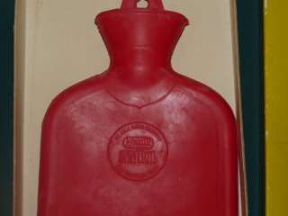 Vintage Boxed REXALL SYMBOL Hot Water Bottle FACE Pint RED RUBBER 