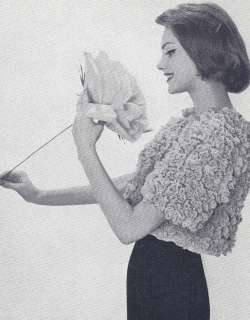 Vintage Crochet PATTERN Flower Motif Shortie Jacket Top  