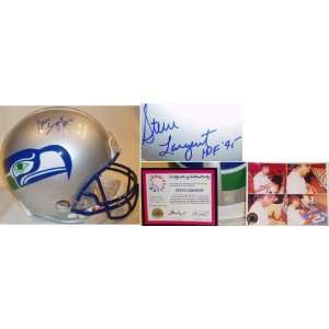 Steve Largent Signed Seahawks Riddell Replica Helmet w/HOF95