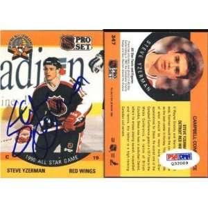 Steve Yzerman Detroit Red Wings Signed 1990 1991 Pro Set Card # 347 