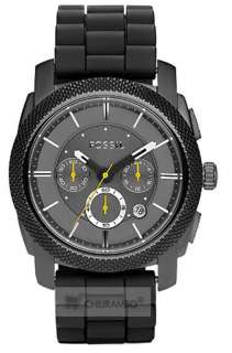 Fossil Mens Machine Silicone Gray Chrono Watch FS4573  