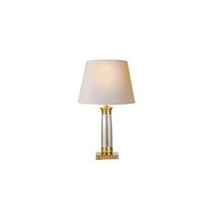 Thomas OBrien Michael Column Lamp in Crystal and Antique Brass with 