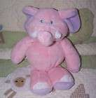 Baby Ganz Pink/Purple Floppy Bean Bag Chime Elephant w/Rattle 10 EUC