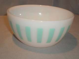 Vintage Federal Glass Green Striped Mixing Bowl  