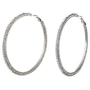  2.75 Inch Silver Tone Classic Hoop Earrings with Double 