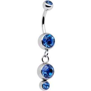    Capri Blue Double Dropper Dangle Belly Button Ring Jewelry