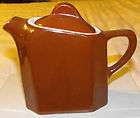 VINTAGE HALL POTTERY BROWN CHINA TEAPOT WITH SLANT LID