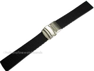   Silicone Rubber Deployment Diver Waterproof Watch Band Strap  