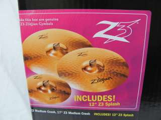Zildjian Z3 Crash Cymbal Box Set Pack 19 and 17 Medium Crash, Free 