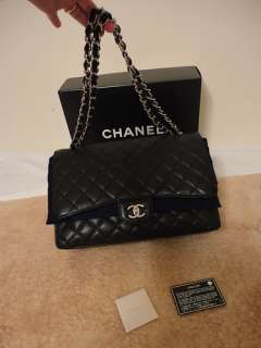 100% Authentic Chanel Black Caviar Maxi Single Flap Handbag  Used Only 