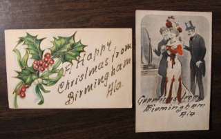 Greetings Christmas BIRMINGHAM ALABAMA 2 Postcards 1907  