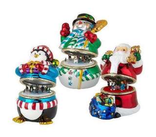 Mr. Christmas Set of 3 6 Porcelain Christmas Music Boxes Santa 