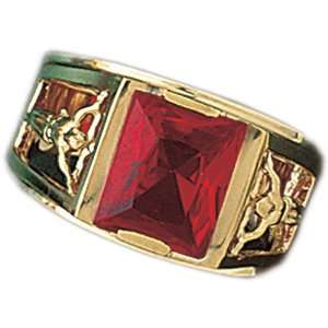  14kt Yellow Gold Emerald Cut Ruby Cz Mens Ring Jewelry