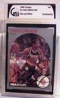 1990 NBA Hoops Clyde Drexler Blazers Signed Card GAI  