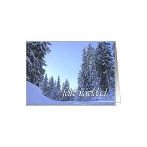 feliz navidad Spanish Christmas Snow Covered Evergreen Trees Snow Card