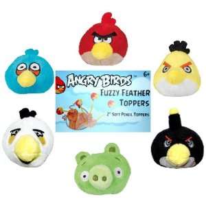  Angry Birds Plush   Fuzzy Feather Toppers   SET OF 6 (Red 