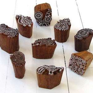 STAMPING HAND CARVED WOOD BLOCK STAMPS INDIA HANDICRAFT  