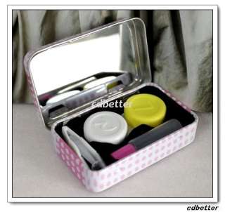 Cute Hello Kitty Iron Metal Portable Travel Contact Lens Case Box Set 