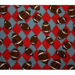   Red / Silver Sports Fleece Fabric Print By the Yard