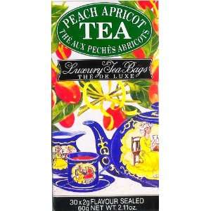 Counter Box of 30 Foil Wrapped Peach Apricot Flavored Black Tea Bags 