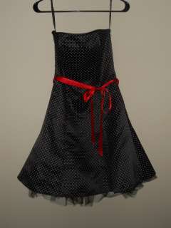 Jessica McClintock for Gunne Sax Micro Polka Dot Strapless Mini Dress 