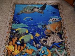 Coral Seas Ocean Fish Sea Turtle Quilt Panel Fabric  