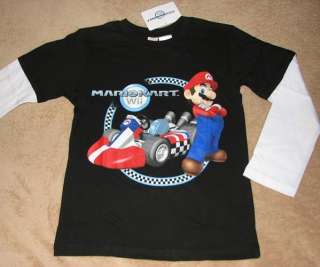 NINTENDO Mario Kart Wii Game Blk L/S Layer Shirt sz 7/8  