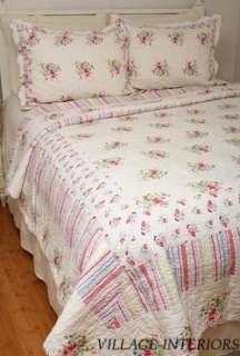 KIMBERLY BEACH COTTAGE CHIC PINK BLUE SHABBY KING QUILT  