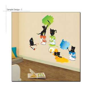 PAINTING CATS WALL STICKER DECAL REMOVABLE VINYL MURAL  