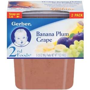 Gerber 2nd Foods Baby Foods Banana Plum Grape 3.5 Oz   8 Pack  