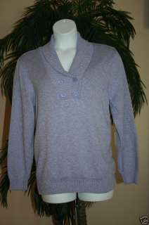 Karen Scott Sweater Shawl Collar Marled Knit Purple  