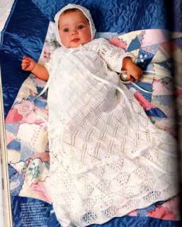 Knitting Pattern Christening Gown Set Baby Blanket  