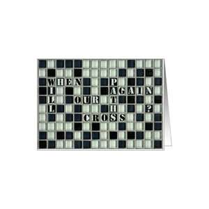  Thinking of You, Glass Block Crossword Card Health 