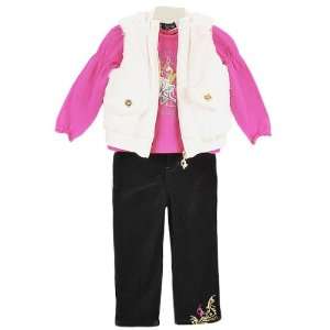 Baby Phat Faux Fur Vest / Bell Sleeve Shirt / Velour Jeans 3 Piece 